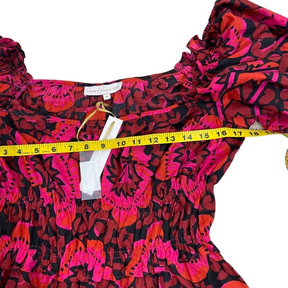 House of Harlow 1960 x Revolve Shania Fuschia Print Dress M Puff Sleeve Pockets - Picture 8 of 9